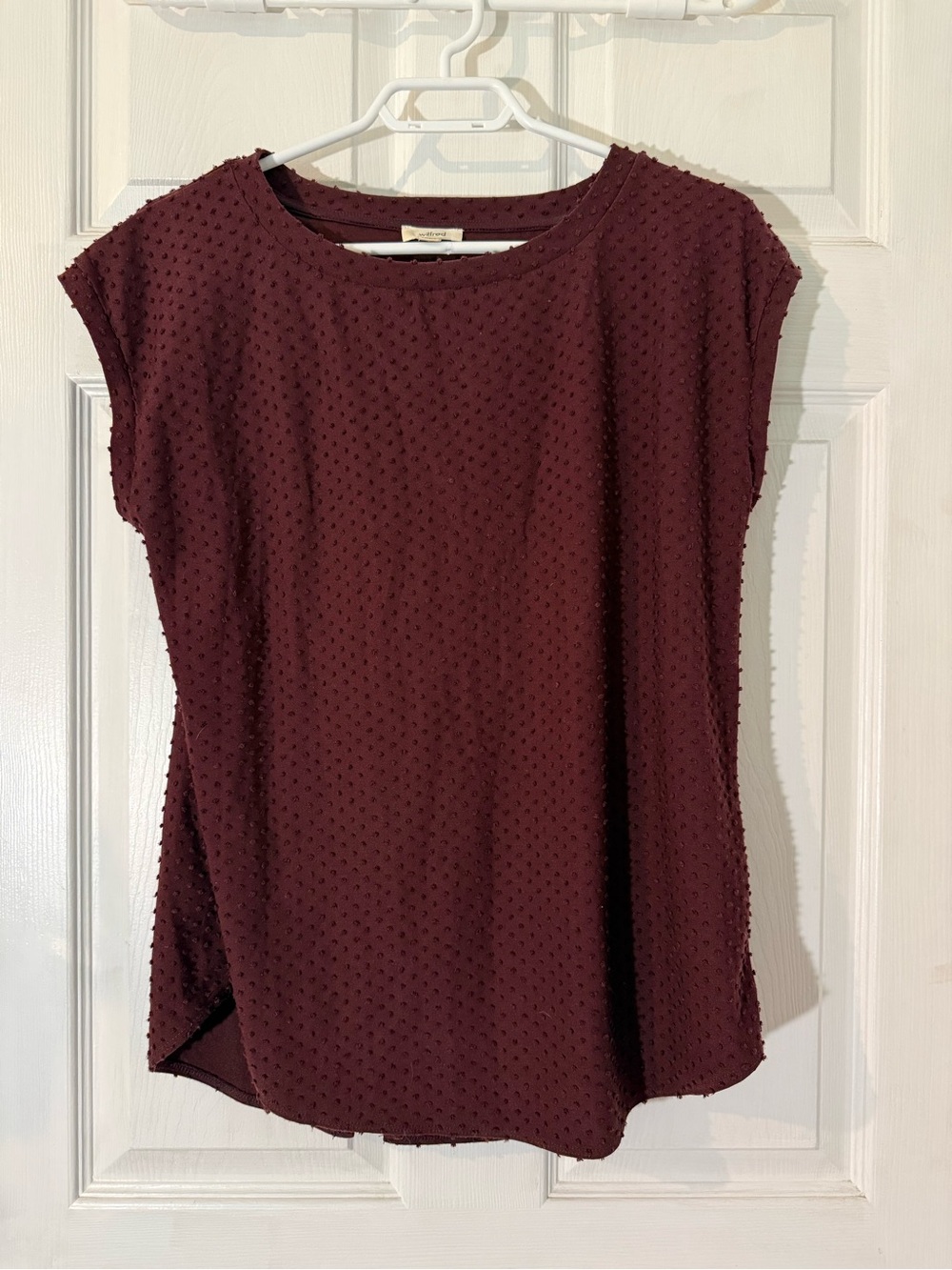Aritzia Wilfred Cap-Sleeve Textured Top in Burgundy